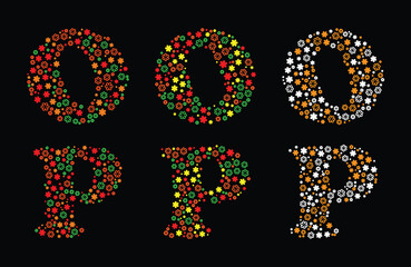 English alphabet is designed using different colors and shapes