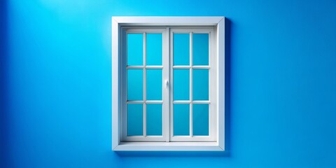 White Window on Blue Wall
