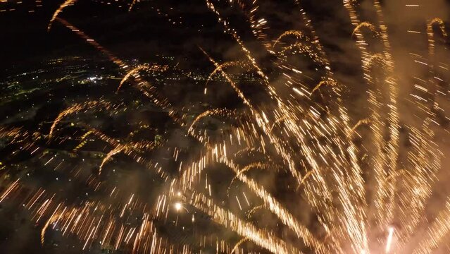 FPV Drone Flying inside Fireworks Show 4th of July