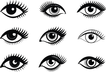 set of Woman eyes vector illustration