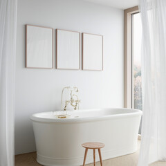 Frame mockup in modern bathroom interior