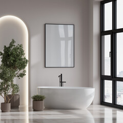 Frame mockup in modern bathroom interior