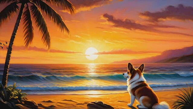 sunset on the beach, video