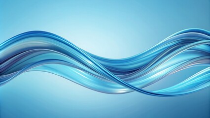 Abstract Blue Liquid Wave Flowing On Blue Background - 3D Rendering