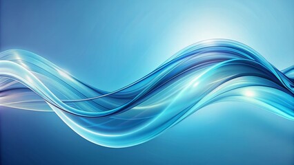 Abstract Blue Wave - Digital Art 3D Render - Smooth Flowing Lines