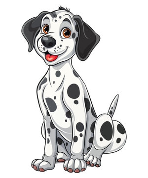 recommend clip art: Dalmatian Dog cartoon vector illustration, Happy dalmatian puppy vector image, animal line illustration hand drawn black and white vector