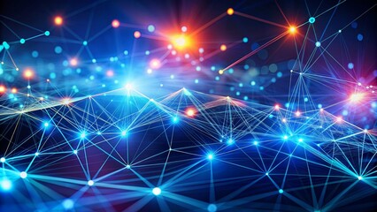Abstract Digital Network with Glowing Lines and Points