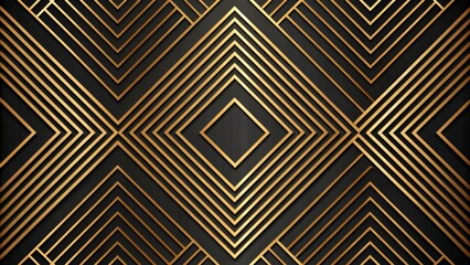 Abstract Geometric Pattern Gold Lines Black Background