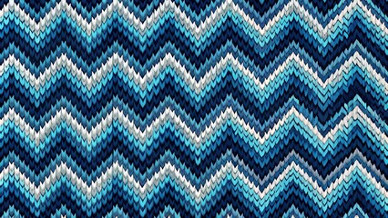 Abstract Geometric Pattern, Chevron Shapes in Blue, Teal, and White - Seamless Vector Pattern