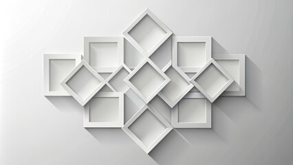 Abstract Geometric White Frames with Shadows - Minimalist Design