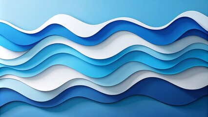 Abstract Paper Waves in Blue and White