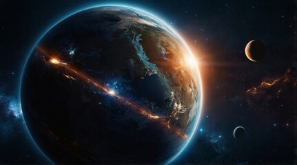 Obraz premium Space Planet glowing light on Transparent Background