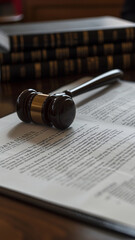image of judge's hammer, scales lady of justice, law book, laptop computer and contract documents with pen concept of law and justice.