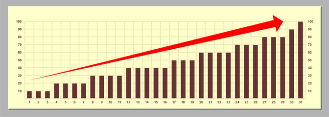 Infographic template, bar chart, daily chart statistics in a month