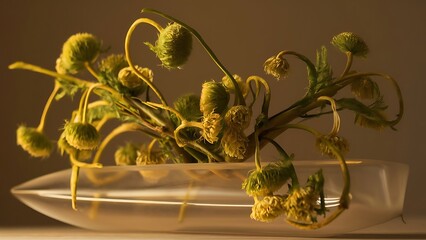 Minimalistic bouquet of beautiful green dried flowers