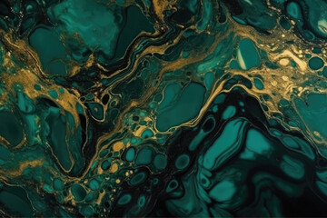 Elegant Emerald Green Marble with Golden Viens. Abstract Art, Luxurious Background. Dark Green Marbled Texture