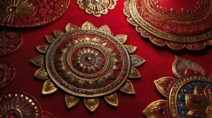 Red shiny decorative indian style background