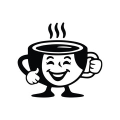 Cartoon coffee mug Logo design. Cup of coffee icon
