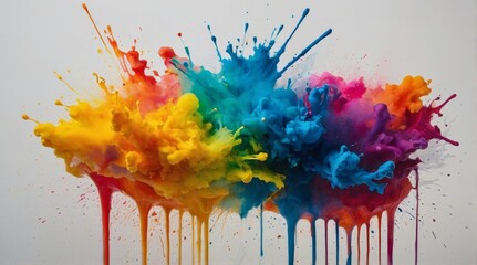 Fototapeta premium Vibrant colors explode in messy watercolor blob