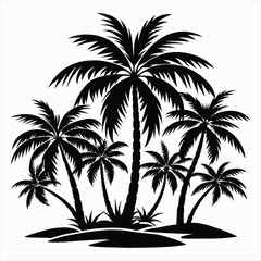 Fototapeta premium Palm Tree Horizon Silhouette Art