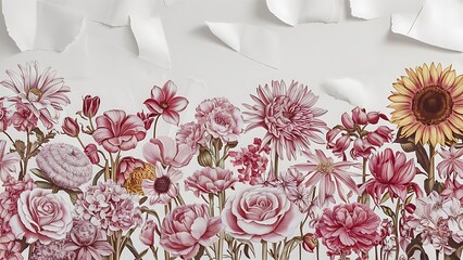 Beautiful flowers on paper background