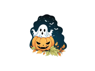 Ghost Pumpkin Floral Fall Halloween