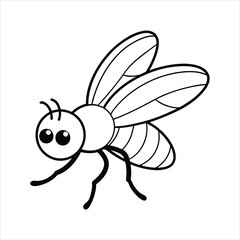 Cartoon fly isolated on line art vector