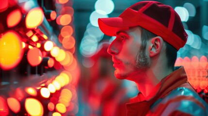 Fototapeta premium Workers in a distribution center, using barcode scanners and computer terminals to track inventory movements and update stock levels in real-time.
