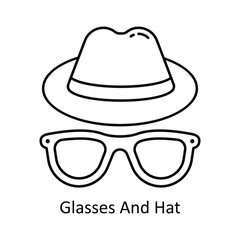 Glasses And Hat vector outline Design illustration. Symbol on White background EPS 10 File