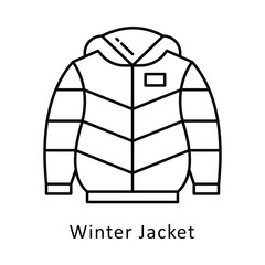 Winter Jacket vector outline Design illustration. Symbol on White background EPS 10 File