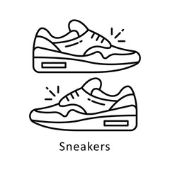 Sneakers vector outline Design illustration. Symbol on White background EPS 10 File