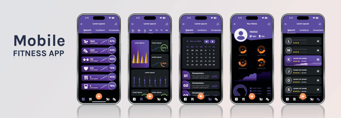 A mobile application for fitness and health with a modern design. The program interface is built on the basis of bright gradients and minimalist elements, which makes it attractive and simple.
