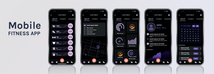 A mobile application for fitness and health with a modern design. The program interface is built on the basis of bright gradients and minimalist elements, which makes it attractive and simple.
