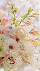 Delicate beautiful bouquet of flowers close up