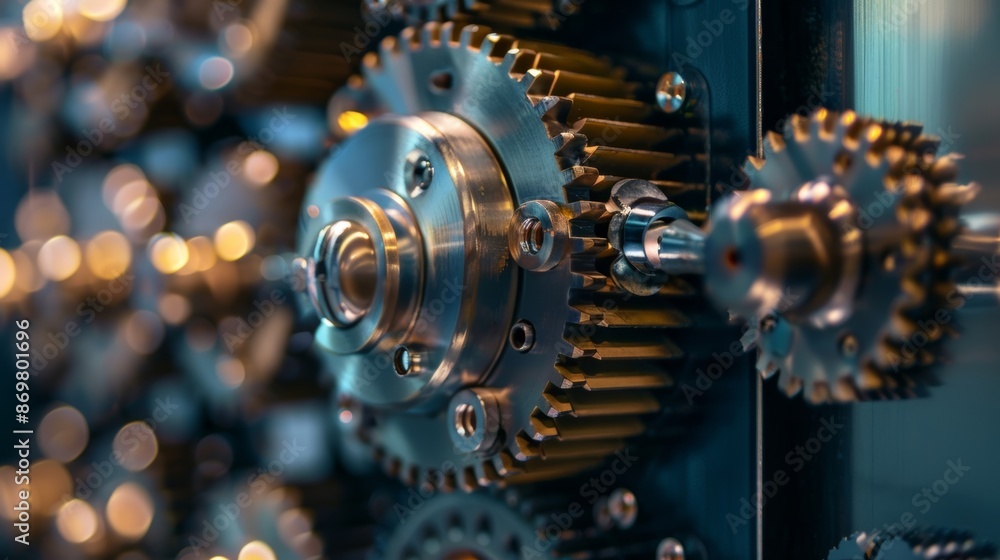 Poster The mechanism of the smart locker is revealed in a closeup shot showcasing a series of interconnected gears and bolts that allow for secure locking and unlocking.