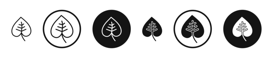 Leaf heart outlined icon vector collection.