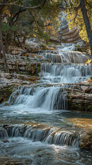 Obraz premium Realistic photo of natural waterfall. High resolution image taken professionally. Nature waterfall and incredible view.