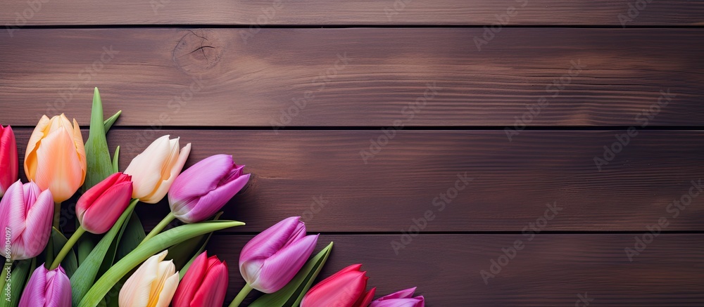 Aufkleber tulip flowers arranged with copy space image.