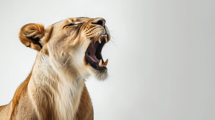 close up of a shouting lion