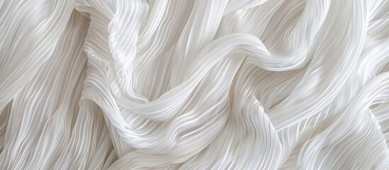 Obraz premium Elevate your mood with the stunning white silk striped fabric featuring a metallic sheen, perfect for enhancing your project with its elegance and charm. Include a copy space image.