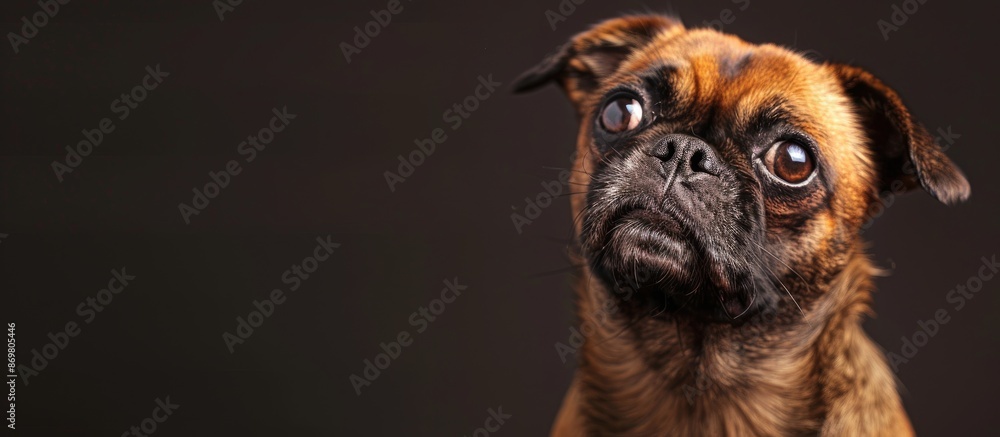 Poster adorable brussels griffon with a humorous expression, perfect for a copy space image.