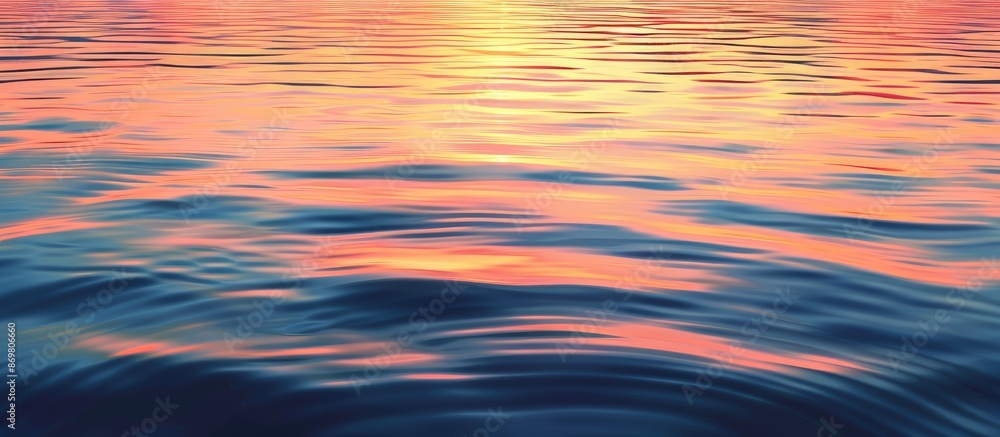 Poster Subtle sunset reflection on calm water, suitable for adding text or images in the highlighted portion.