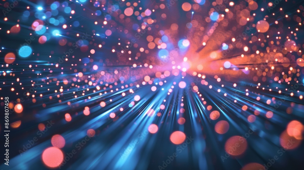 Aufkleber abstract light speed background. abstract background of colorful bokeh lights streaks and particles,
