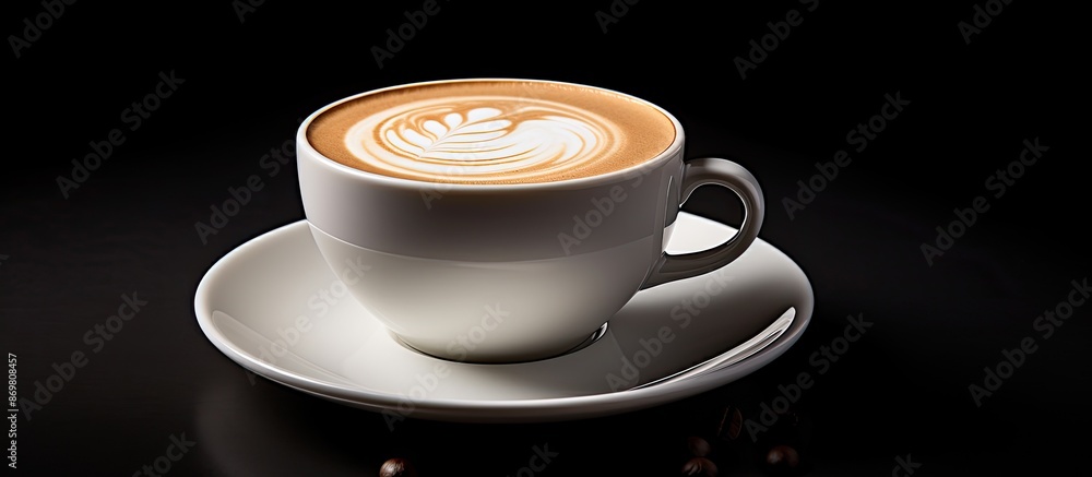 Aufkleber studio photo of a large coffee cup with cream on copy space image provided.