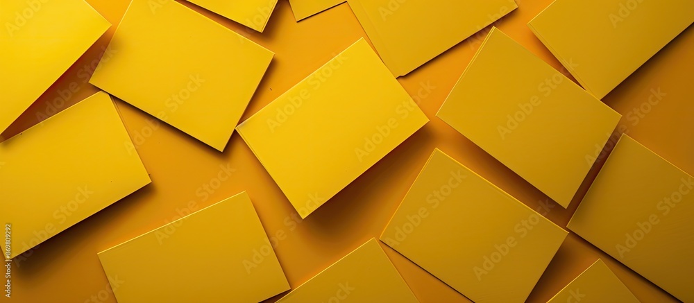 Poster yellow cards displayed on a blank surface providing ample copy space image.