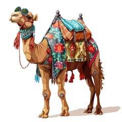 Dromedary Bohemian fashion cartoon isolated whitebackground 