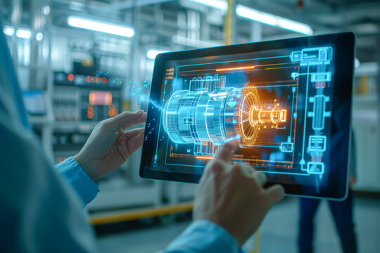 Cutting-Edge Engineer Utilizes AR Technology to Analyze Electric Generator Model in Industry 40 R&D Center