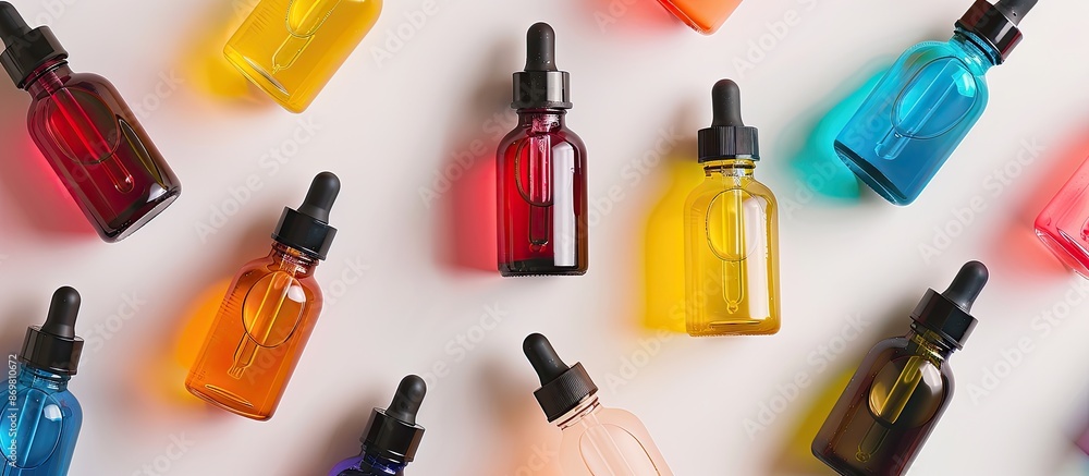 Poster A cosmetic serum bottle arranged on a white backdrop for a vibrant copy space image.