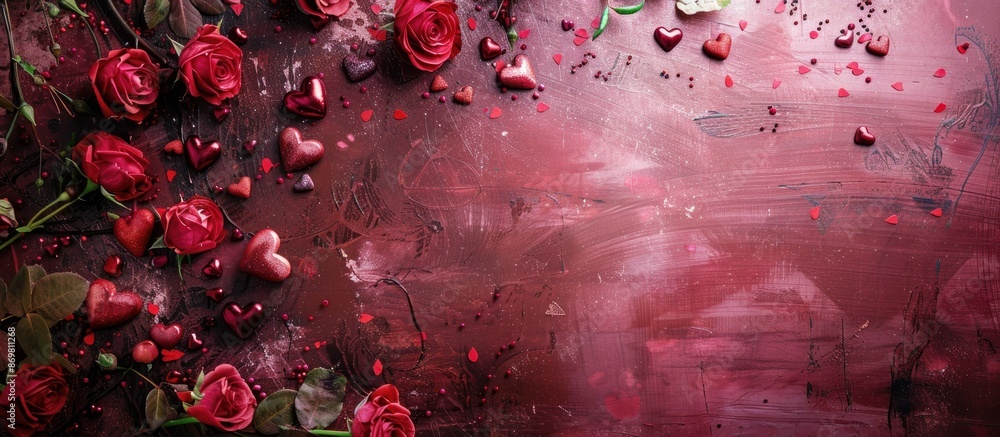 Poster Valentine's Day-themed backdrop with available space for adding text or graphics.