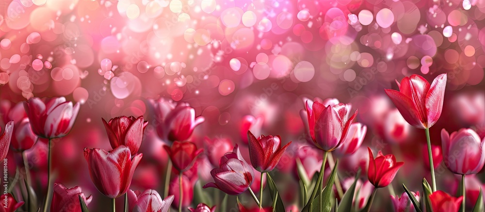 Poster tulip-themed valentine's day backdrop with copy space image.